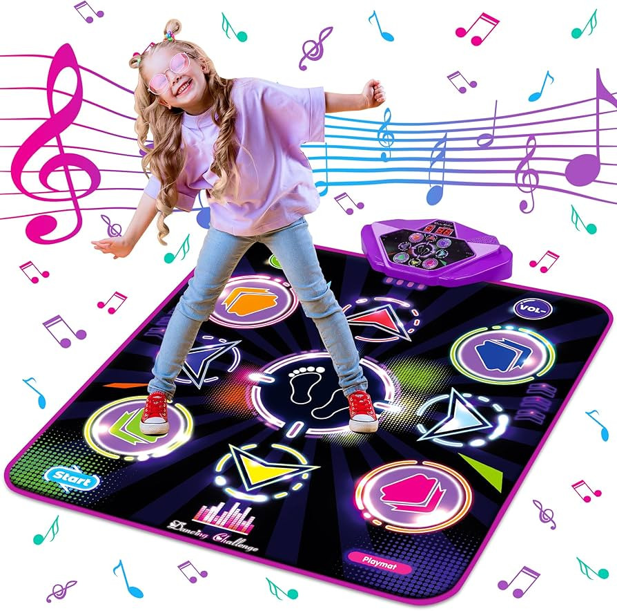 Kusntin Dance Mat, Dance Mixer Rhythm Step Play Mat, Pink Dance Pad with LED Lights, Adjustable V... | Amazon (US)