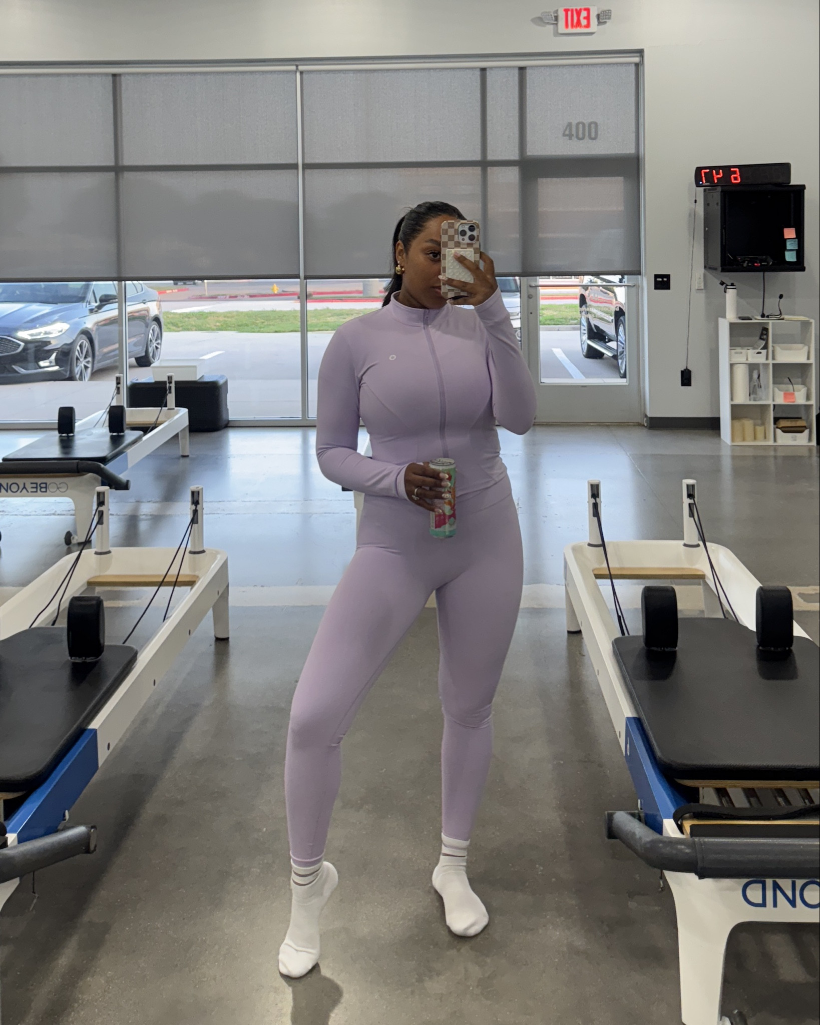 A full workout set that is super flattering! I love how the jacket and top are contoured and give you good shape! So cute for Pilates, lifting, running, or running errands! 

#LTKActive #LTKFindsUnder100 #LTKMidsize