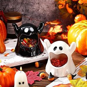 Huwena 2 Pcs Halloween Candy Dish Holder Ghost Ceramic Dish Ghost Cute Candy Dish for Office Desk... | Amazon (US)