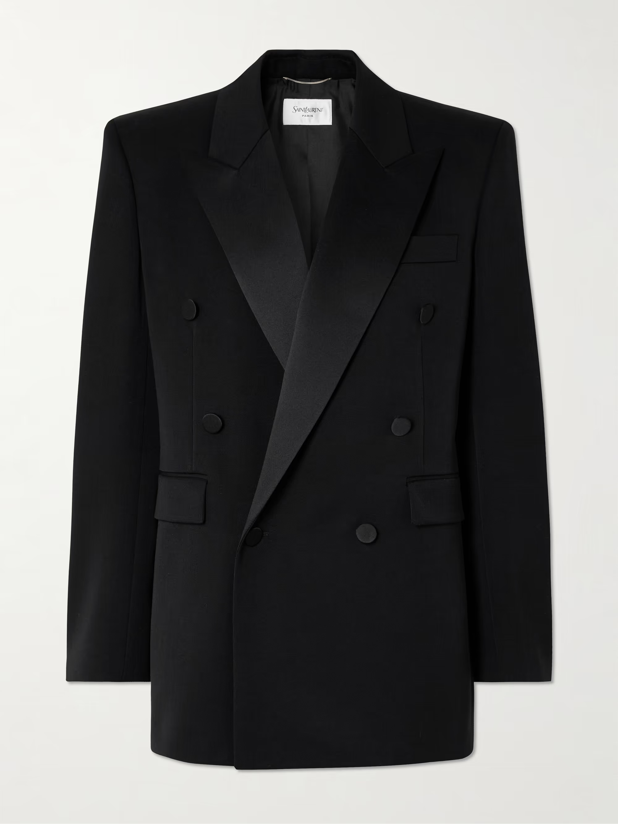 Double-breasted satin-trimmed wool blazer | NET-A-PORTER (UK & EU)