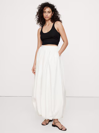 Cotton Poplin Bubble-Hem Maxi Skirt | Banana Republic (US)