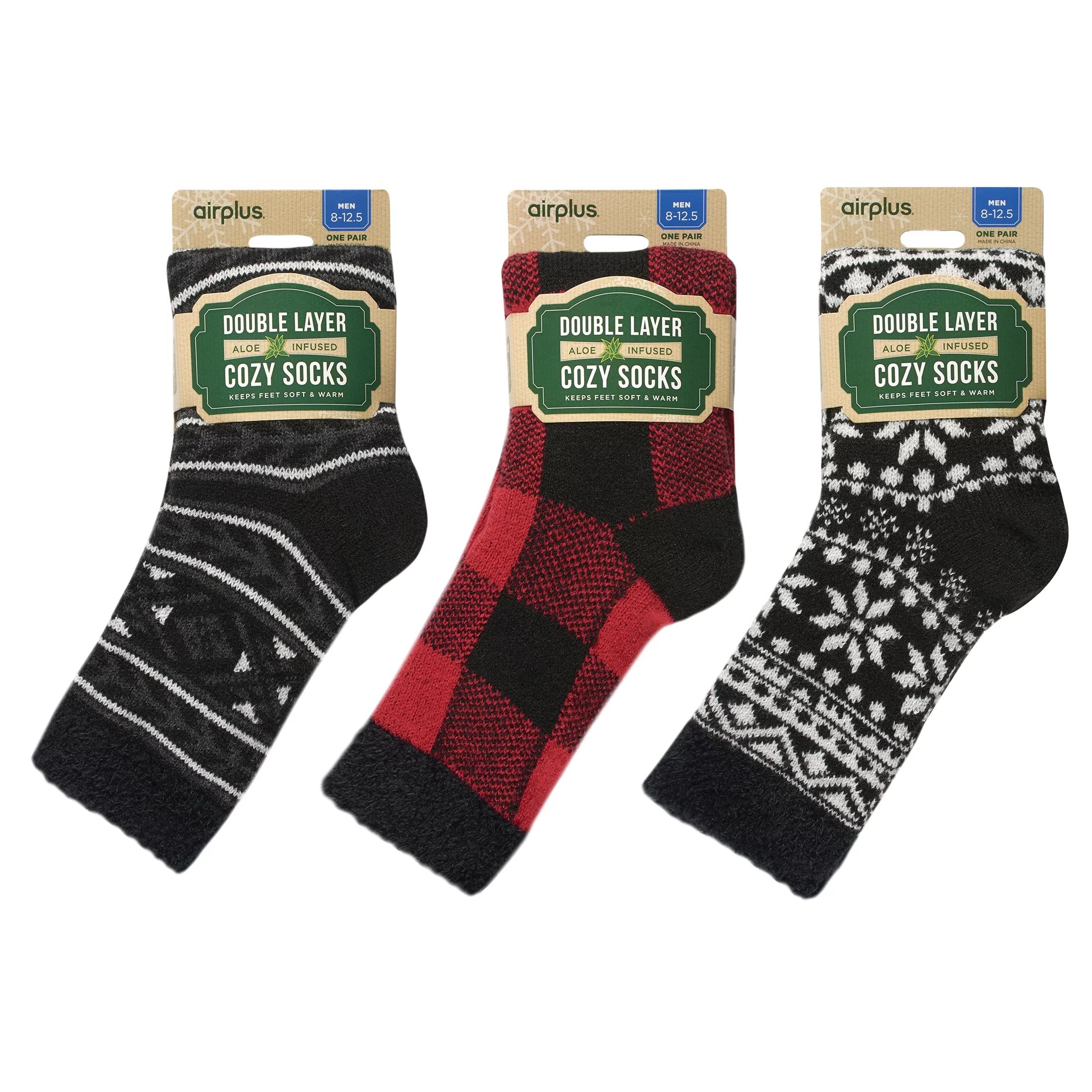 Airplus Double Layer Men's Holiday Crew Socks, Large 8-12.5, 3 Pack - Walmart.com | Walmart (US)