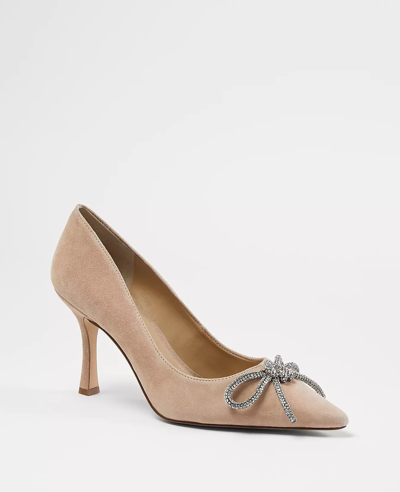 Crystal Bow Suede Pumps | Ann Taylor (US)