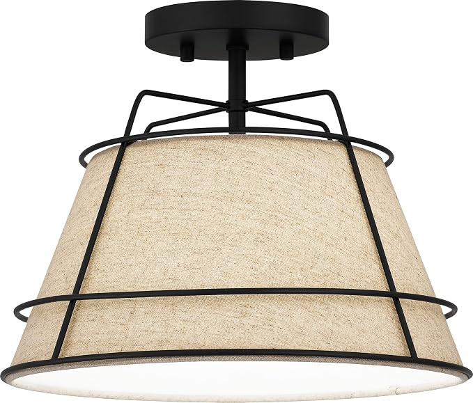 Quoizel QSF5629MBK Burbidge Semi Flush, 1-Light 100 Watts, Matte Black | Amazon (US)