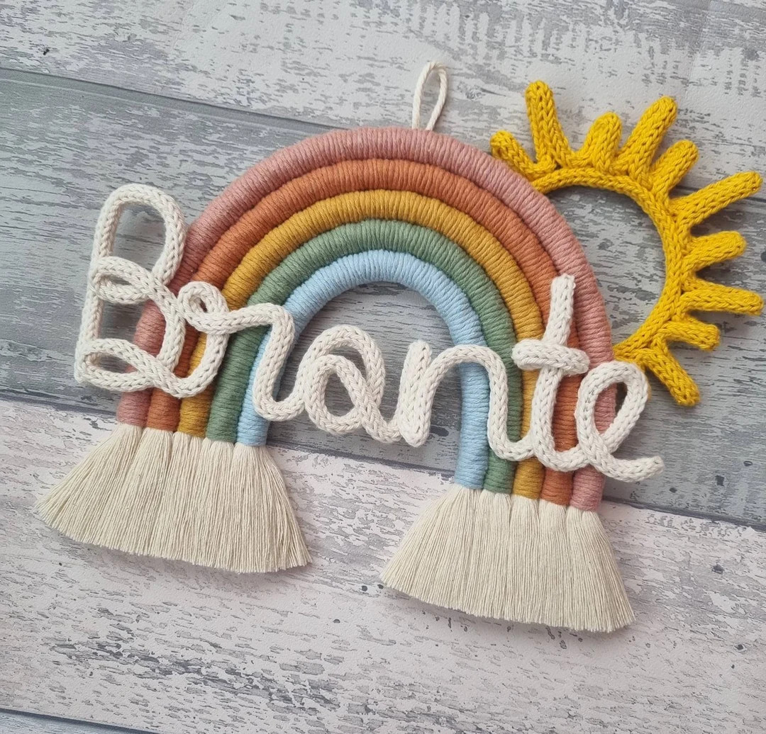 Personalised Macrame Rainbow | Wall Hanging | Nursery Decor | Baby Shower | Newborn Gift | Rainbo... | Etsy (UK)