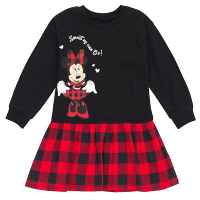 Disney Minnie Mouse Big Girls Fleece Skater Dress Black 14-16 | Target