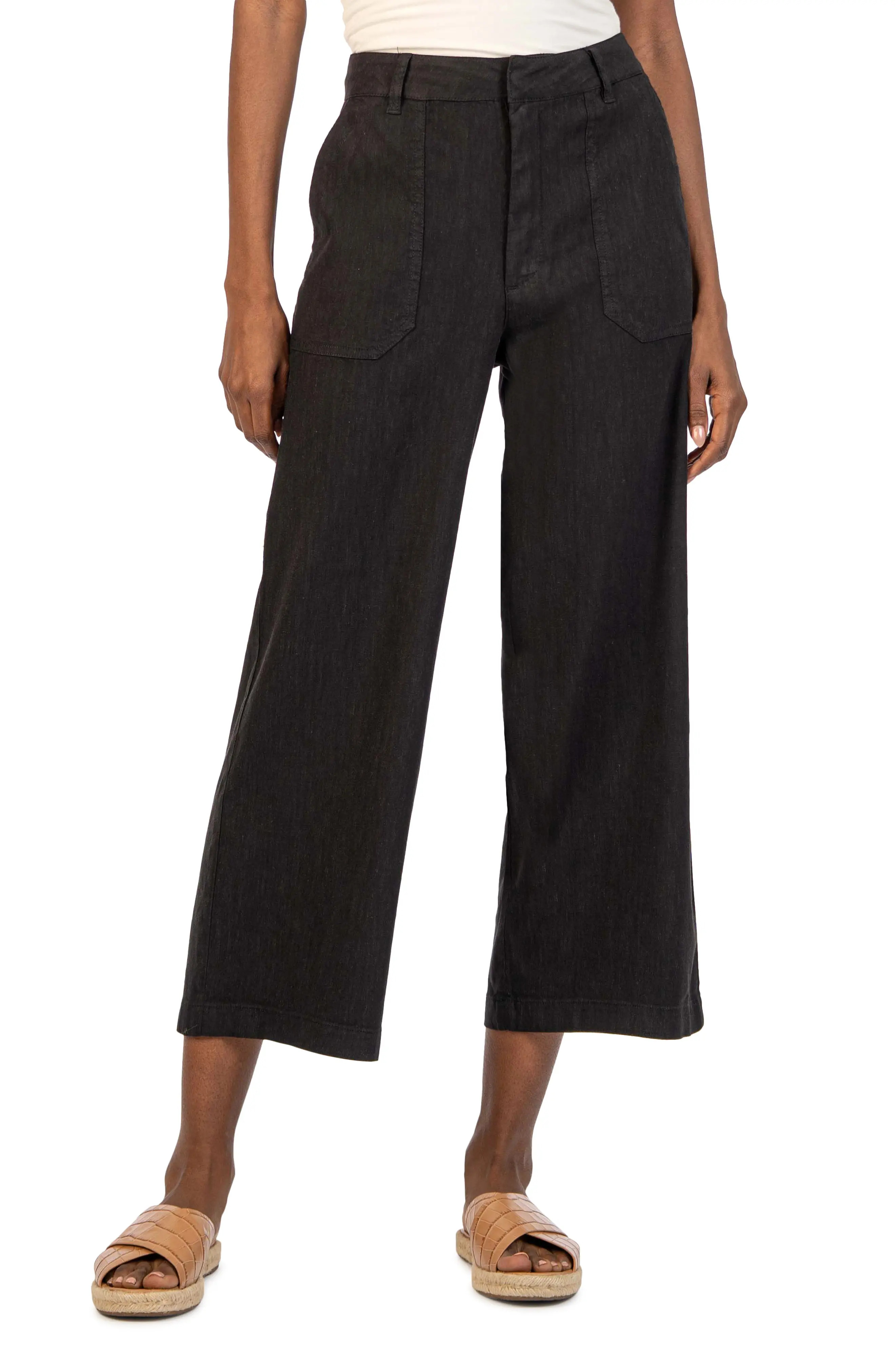 Topaz High Waist Crop Wide Leg Linen Blend Pants (Women) | Nordstrom | Nordstrom