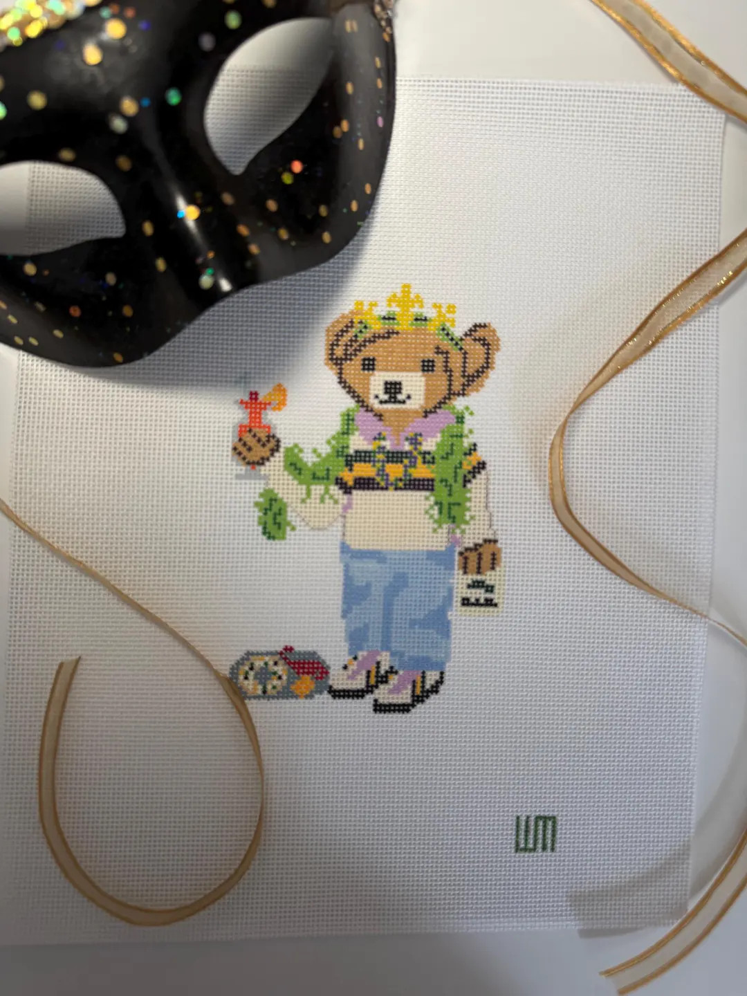 Mardi Gras Bear Needlepoint Canvas – RL Inspired Hand Painted 18 Mesh New Orleans Ornament | Etsy (US)