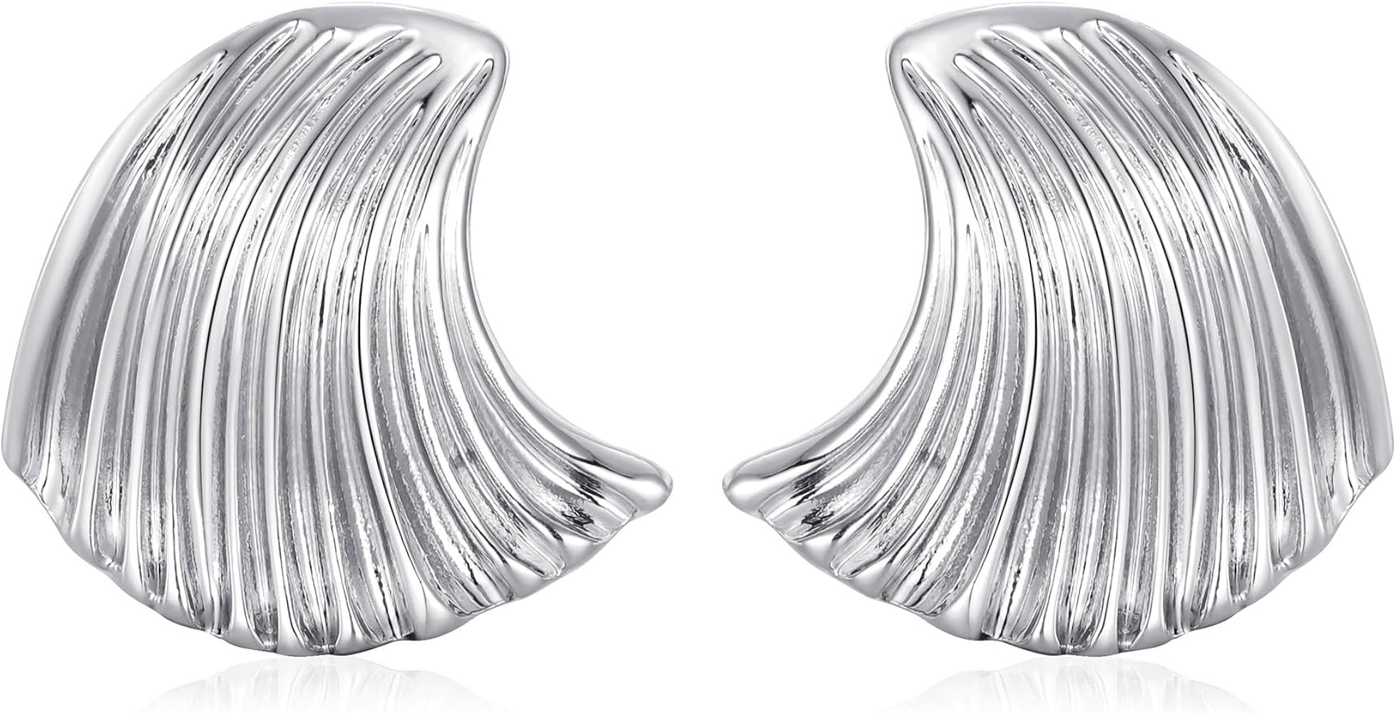 WOWORAMA Gold Statement Earrings for Women Gold Seashell Flower Earrings Boho Textured Ocean Wave... | Amazon (US)