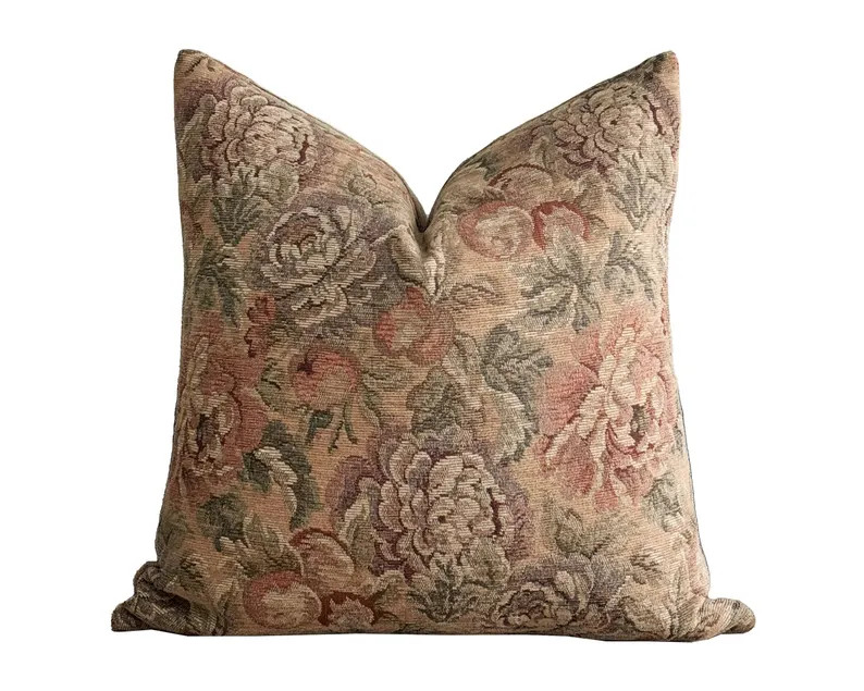 CLEMENTINE Designer Floral Tapestry Pillow Cover, Classic Floral Print, Vintage Floral Pillow, Ta... | Etsy (US)
