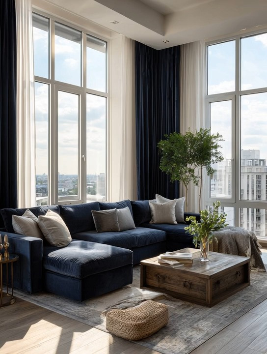 Floor-length velvet curtains do something paint cannot.

Paint changes the color of a wall. Velvet curtains change the entire atmosphere of a room.

Look at this space. The navy velvet curtains frame the windows like artwork, adding depth, softness, and elegance without overwhelming the room. During the day, they create beautiful contrast against the natural light. In the evening, they add warmth, richness, and that cozy feeling that makes a home feel complete.

One of the biggest advantages of floor-length curtains is flexibility. Open them fully, leave them partially drawn, or close them completely to transform the mood of the room. Few decor pieces have that much influence over both lighting and atmosphere.

And if you really want a designer look, repeat the color elsewhere in the room. A navy sofa paired with navy velvet curtains creates a beautiful sense of continuity and balance.

Sometimes the most impactful design choices aren't the largest ones. They're the ones that frame how you experience a room every day.

#VelvetCurtains #LivingRoomDecor #HomeDecor #ElegantAndDriven 

 #LTKHome