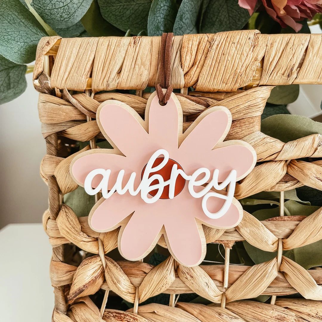 Easter Basket Tag, Acrylic Daisy Tag, Personalized Easter Basket Tag, Custom Daisy Tag, Spring Ba... | Etsy (US)