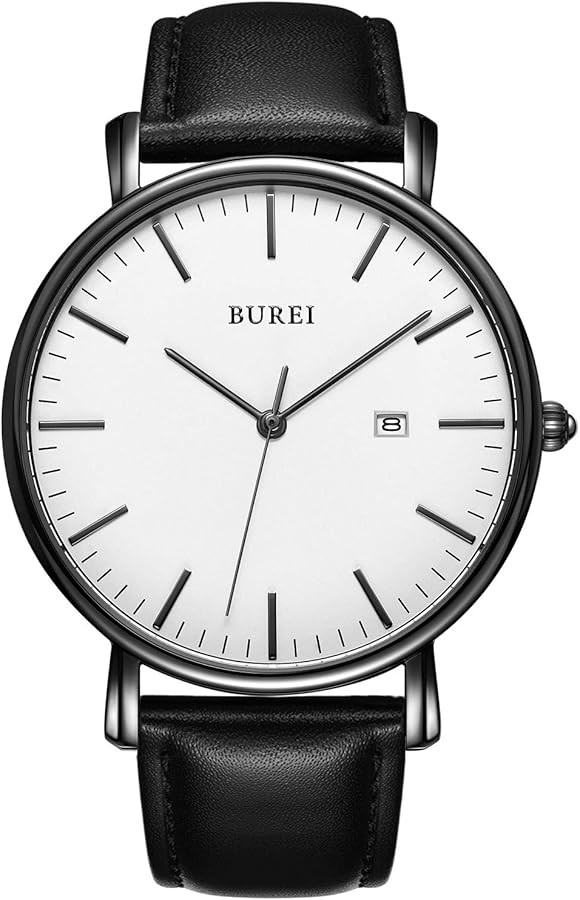 BUREI Men Watches Brown Leather Fashion Minimalist Wrist Watch Simple Ultra Thin Waterproof Quart... | Amazon (US)