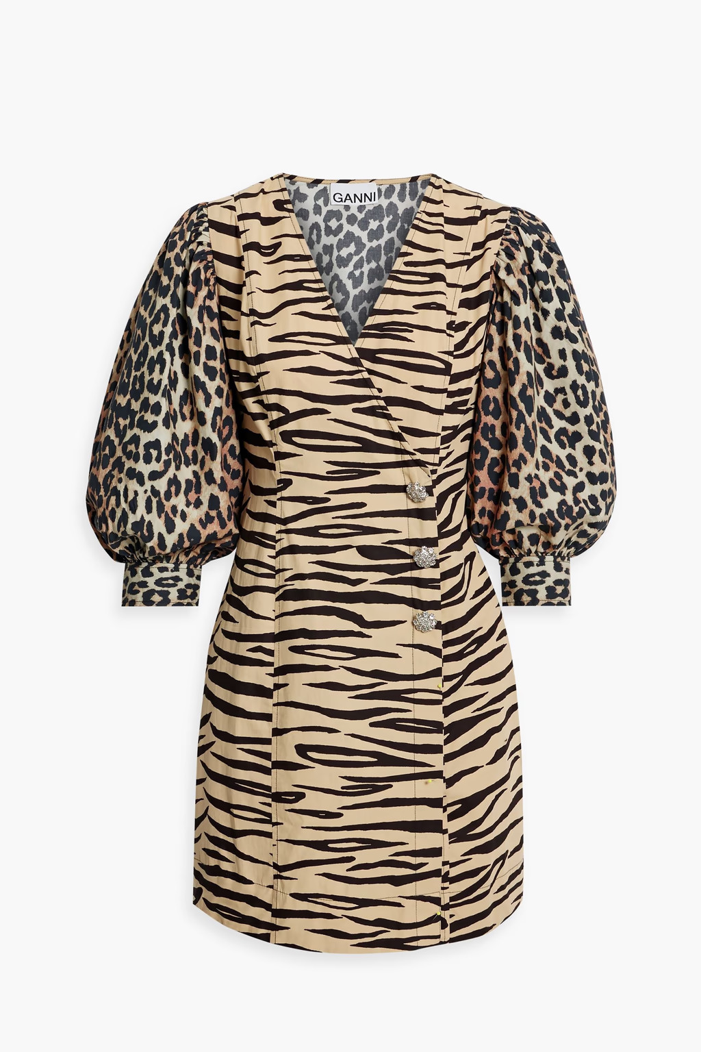 Printed cotton-poplin mini wrap dress | The Outnet (US and CA)