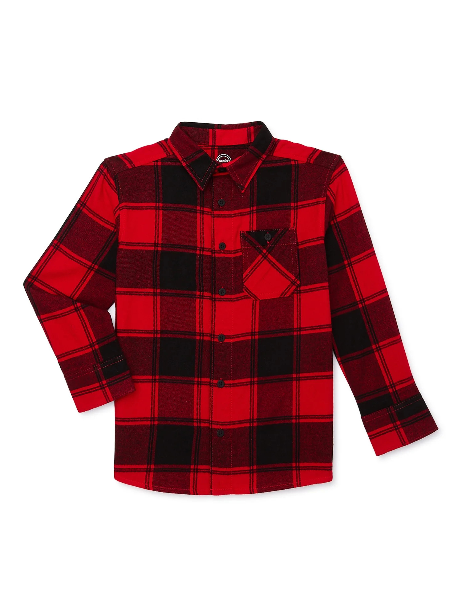 Wonder Nation Boys Long Sleeve Flannel Shirt, Sizes 4-18 & Husky | Walmart (US)