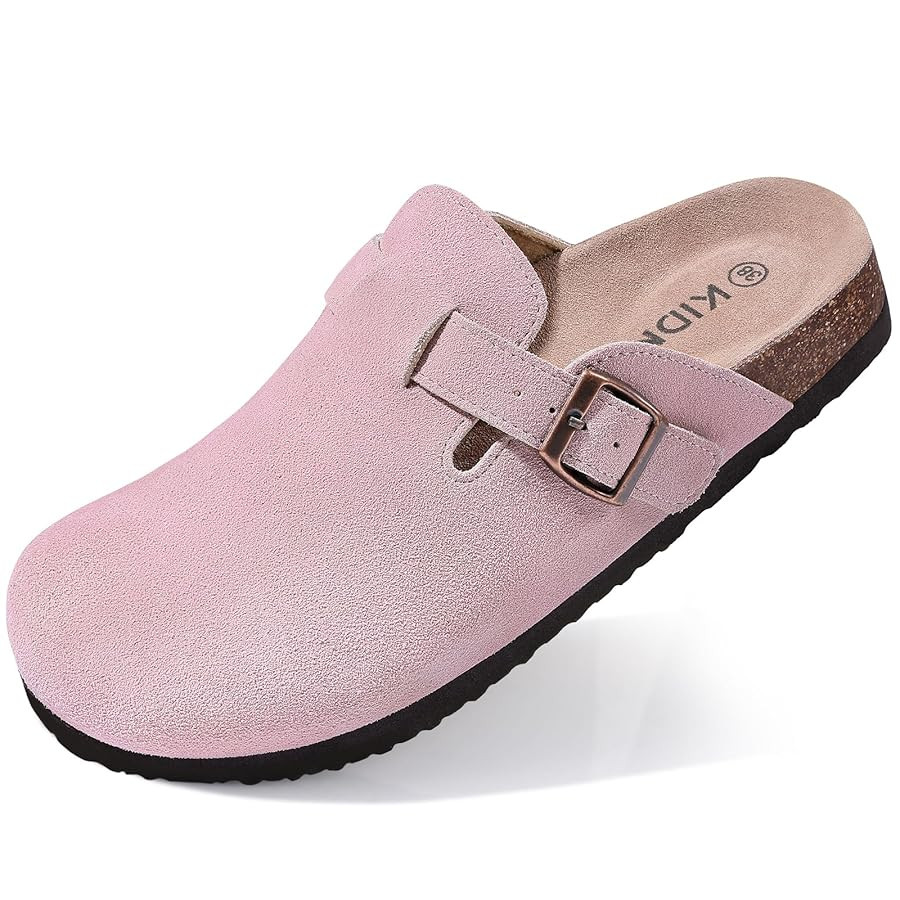 KIDMI Women's Genuine Suede Clogs Cork Footbed Sandals Leather Mules Potato Shoes with Arch Suppo... | Amazon (US)