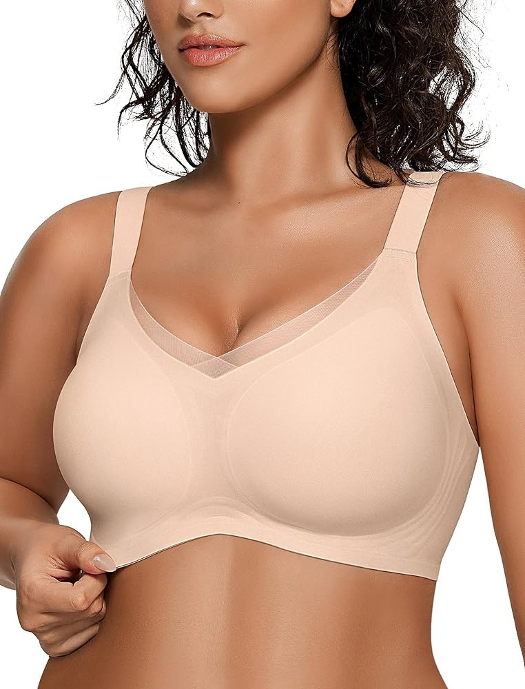 OEAK Womens Wireless Bras V Mesh Comfortable Bralette Supportive Tshirt Bra No Underwire Seamless... | Amazon (US)