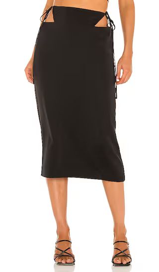 Delfino Midi Skirt in Black | Revolve Clothing (Global)