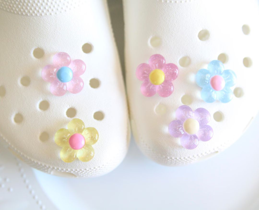 Pastel Glittery Big Flower Shoe Charms | Etsy (US)