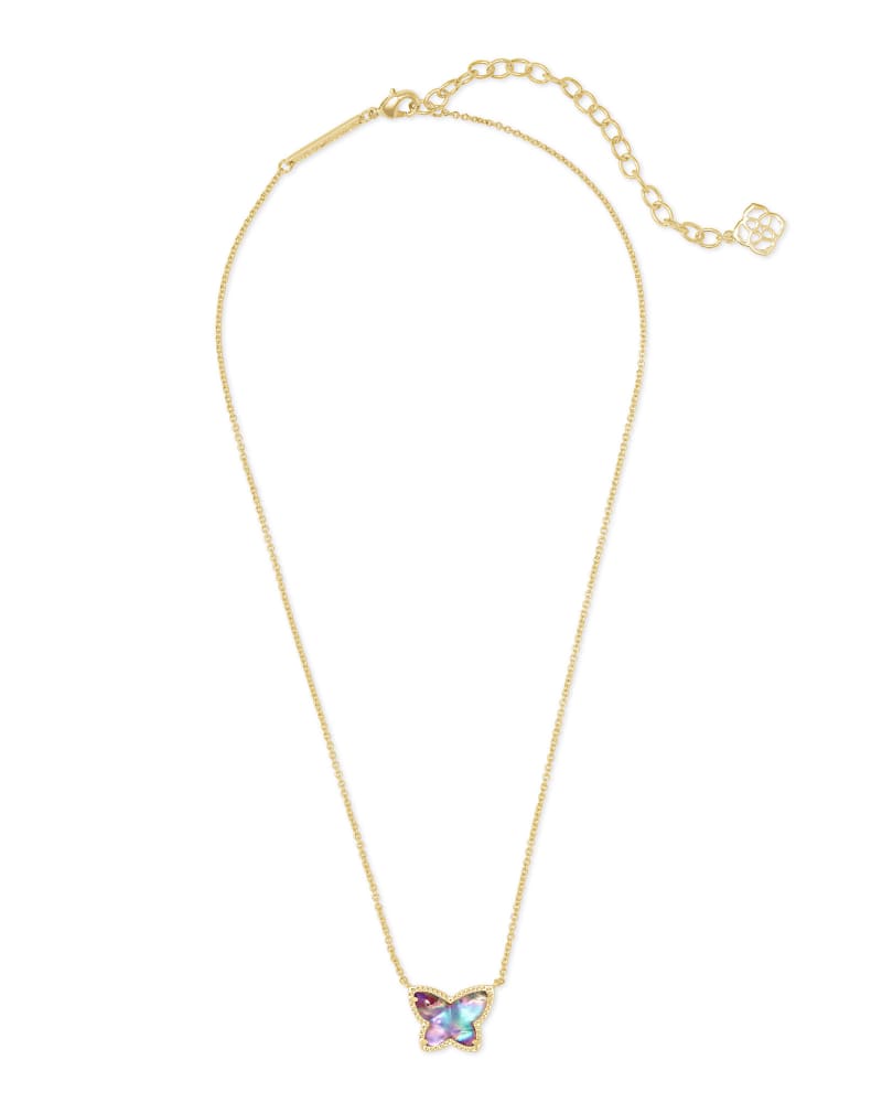 Lillia Butterfly Gold Pendant Necklace in Lilac Abalone | Kendra Scott
