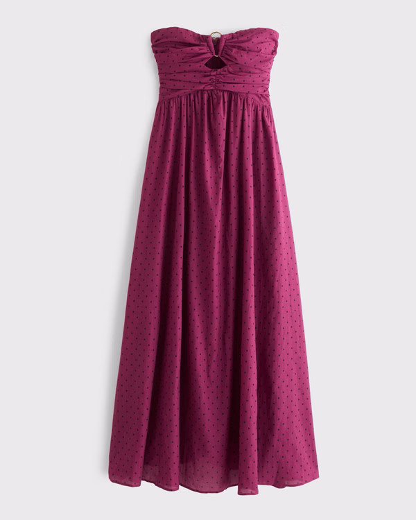 Women's Strapless Hardware Cutout Maxi Dress | Women's Dresses & Jumpsuits | Abercrombie.com | Abercrombie & Fitch (US)