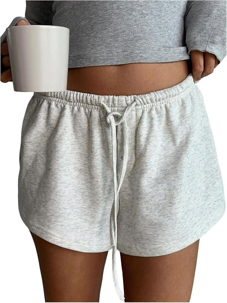 SOLY HUX Women's Drawstring Waist Shorts Button Elastic Low Rise Casual Summer Shorts | Amazon (US)