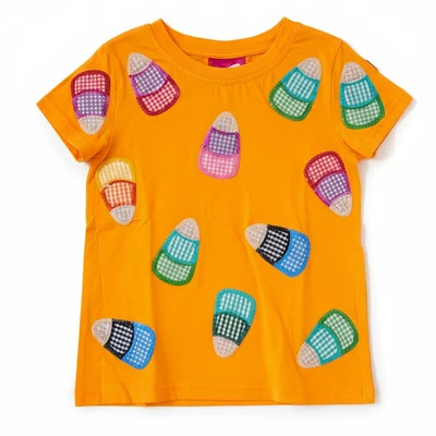 Light Orange Gingham Candy Corn Tee - Kid's - Medium (10) | JoJo Mommy
