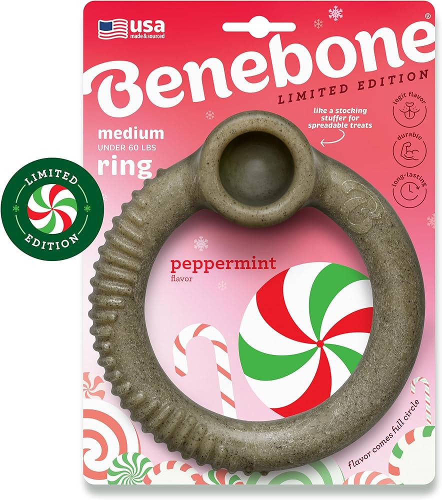 Benebone Peppermint Ring – Limited Edition Holiday Flavor, Durable Chew Toy for Aggressive Chew... | Amazon (US)