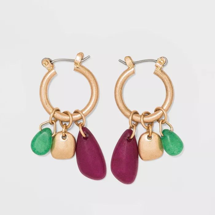 Semi Precious Worn Gold Hoop Earrings - Universal Thread™ | Target