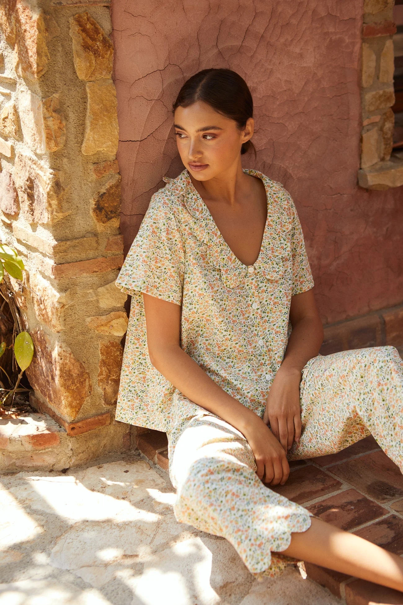 Penelope Pajama Set - Pants - Floret Green | Piyama US