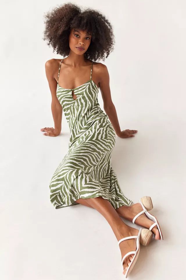 Kiss The Sky Zebra Print Strappy-Back Midi Dress | Urban Outfitters (US and RoW)