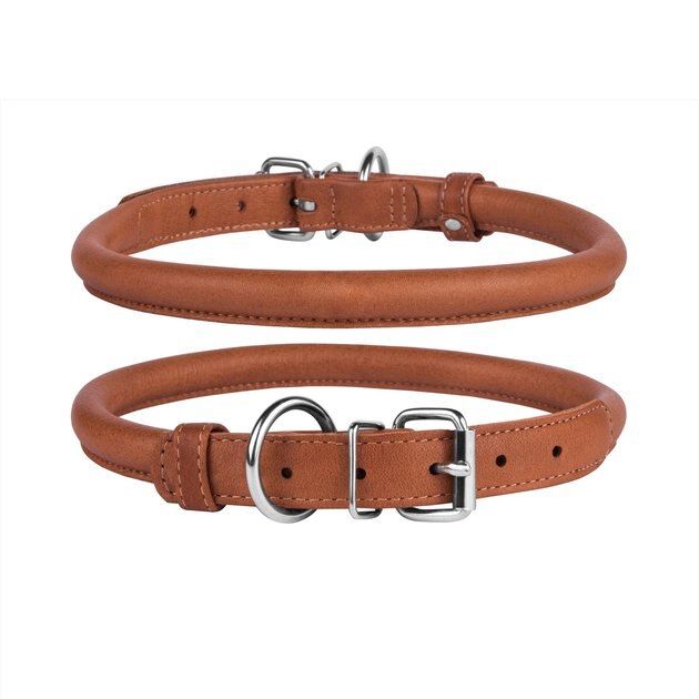 COLLARDIRECT Rolled Leather Dog Collar, Brown, Large: 14 to 16-in neck, 1/2-in wide - Chewy.com | Chewy.com