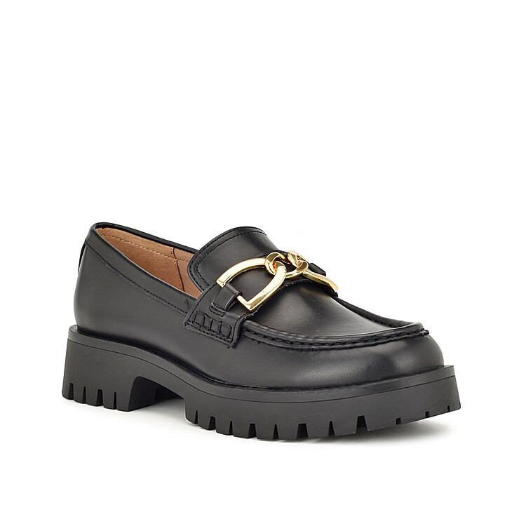 Nine West Gables Loafer | Women's | Black Matte/Gold | Size 12 | Loafers | Block | Lug | DSW
