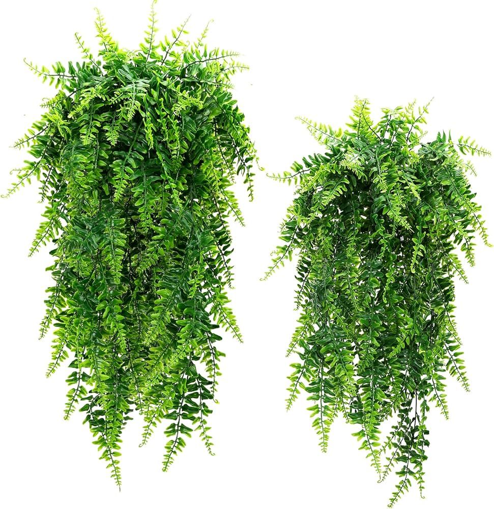 Fake Fern Artificial Ferns Faux Hanging Greenery Plant Indoor Outdoor UV Resistant Plastic Plants... | Amazon (US)