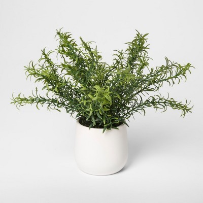 9" x 9" Artificial Rosemary Arrangement In Pot Green/White - Threshold | Target