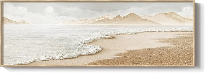 Framed Boho Coastal Beach Wall Art for Living Room, Large Neutral Ocean Canvas Artworks for Walls... | Amazon (US)