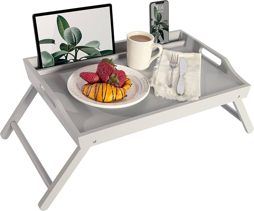 ROSSIE HOME Extra Large Wood Bed Tray, Lap Tray, Lap Desk with Phone Holder - Fits up to 17.3 Inc... | Amazon (US)