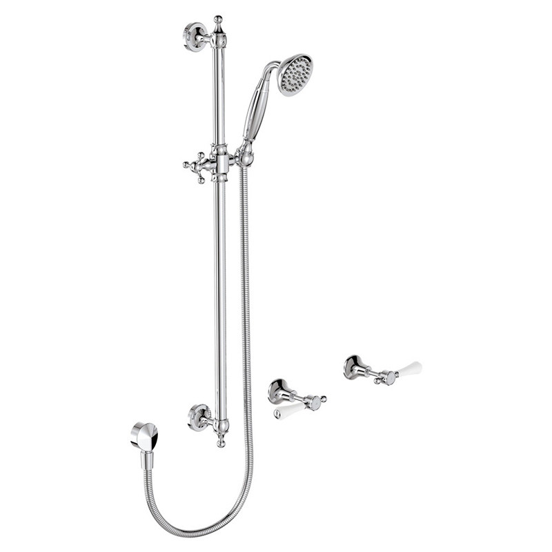 Lillian Lever Rail Shower Set With Ceramic White Handle | Temple & Webster AU