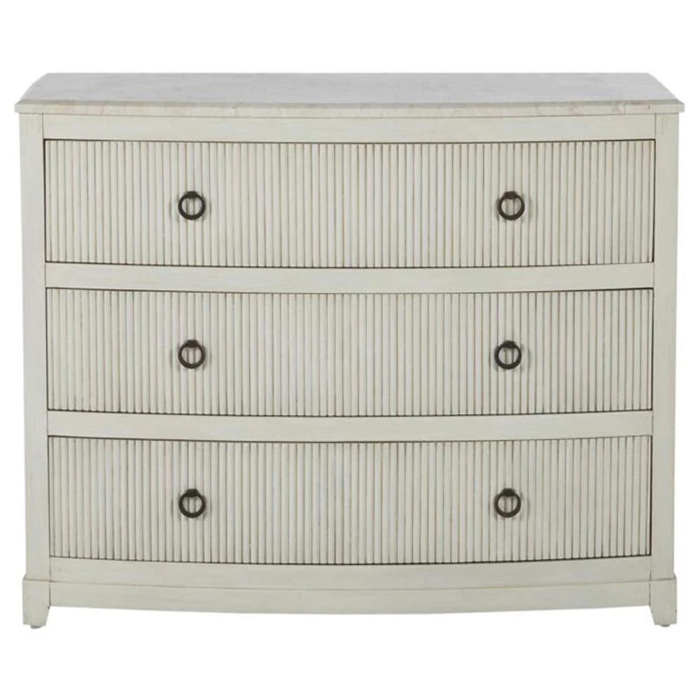 Rosalyn French Country Antique White Wood Curved Ribbed Chest | Kathy Kuo Home
