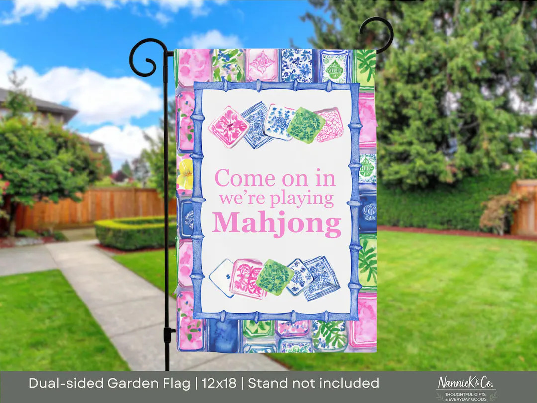 Mahjong Garden Flag 12x18, Girls Night Decor, Outdoor Entertaining, Patio Party Decor, Mahjong Lo... | Etsy (Global)