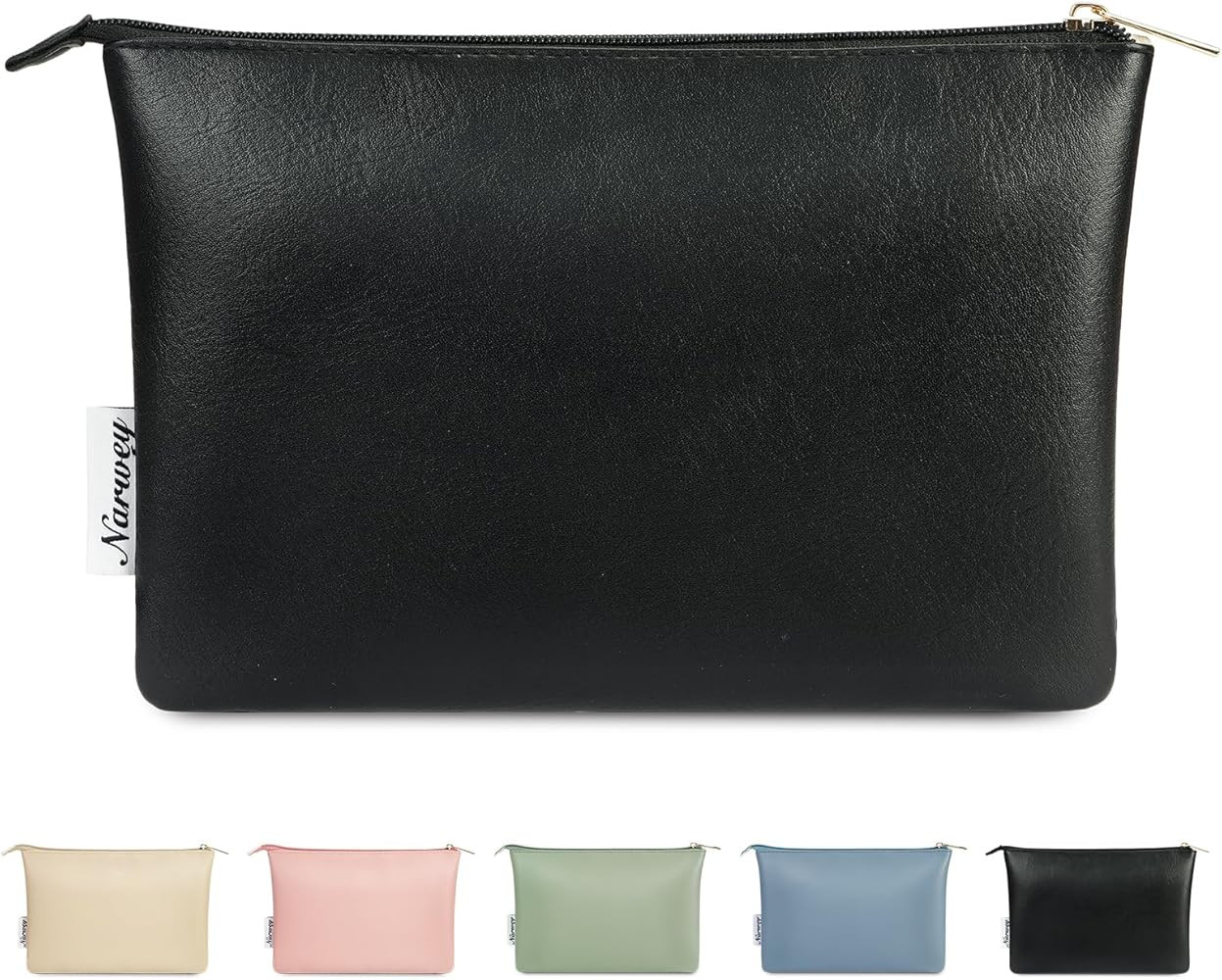 Narwey Small Makeup Bag for Purse Small Cosmetic Bag Women Vegan Leather Travel Makeup Pouch Zipp... | Amazon (US)