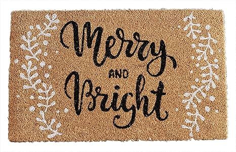 Kauri Merry and Bright Outdoor Holiday Doormat | Natural Coir Fibers with PVC Vinyl Backing | 17.... | Amazon (US)