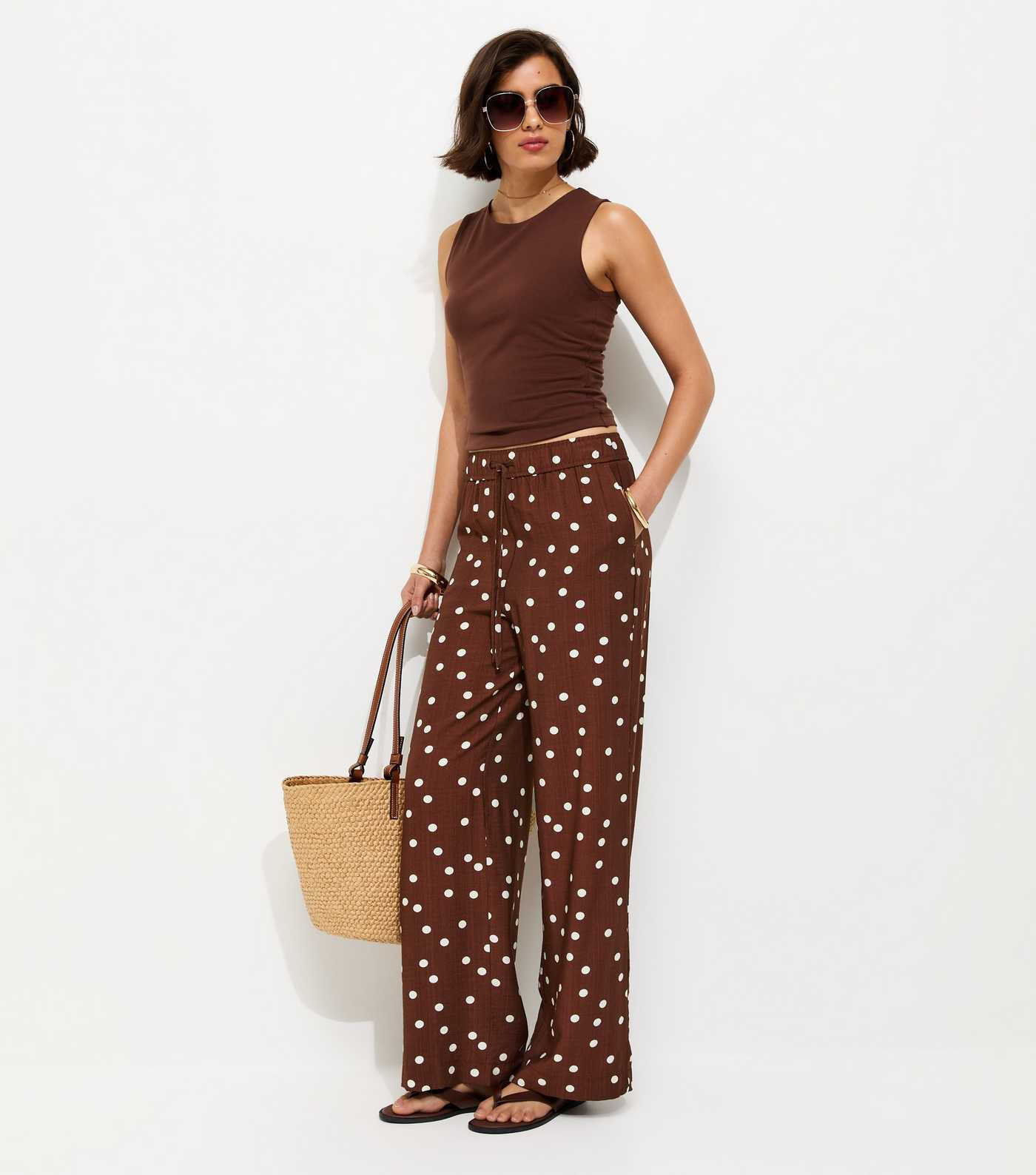 Brown Polka Dot Wide Leg Trousers | New Look | New Look (UK)