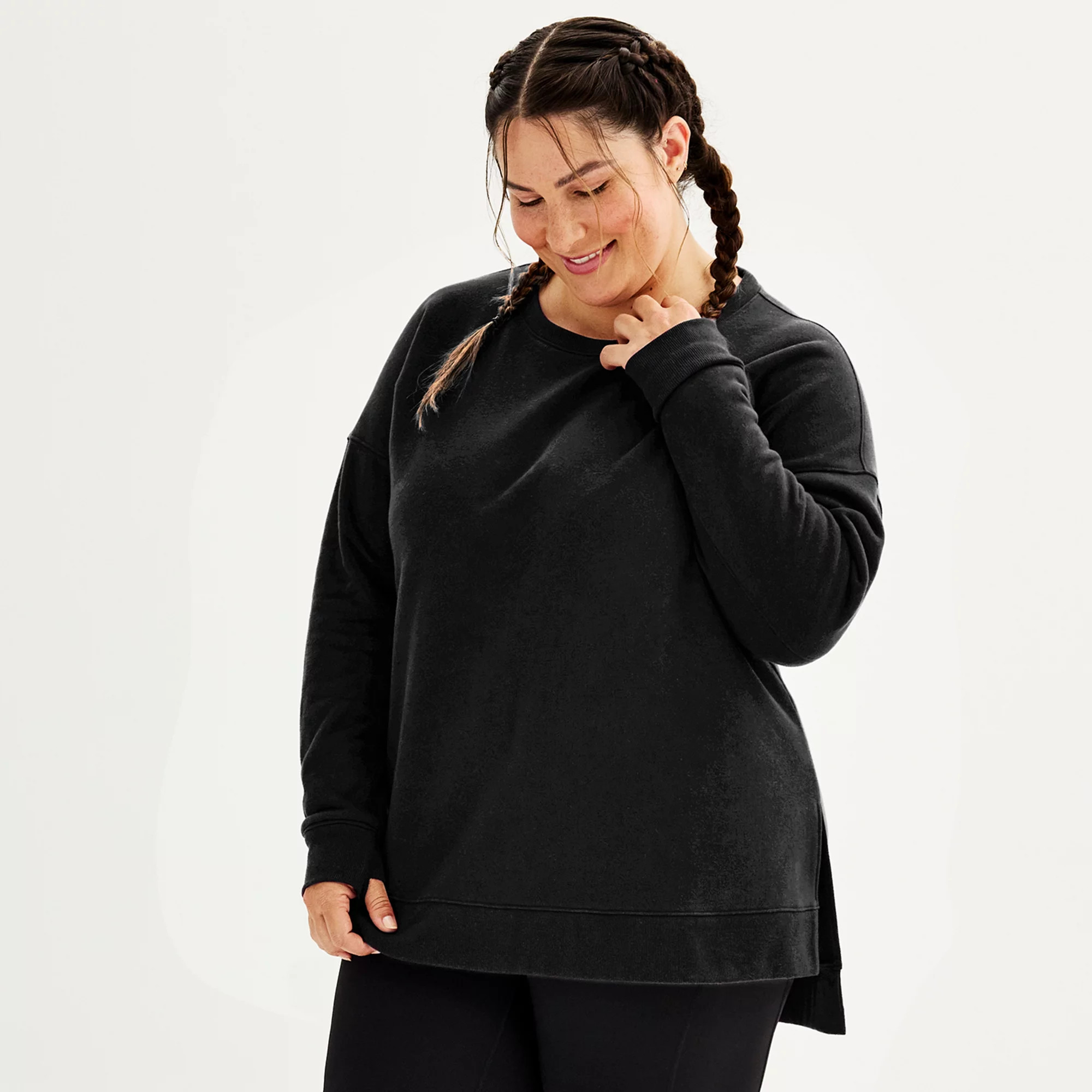 Plus Size Tek Gear® Ultrasoft Fleece High Slit Tunic Top | Kohl's