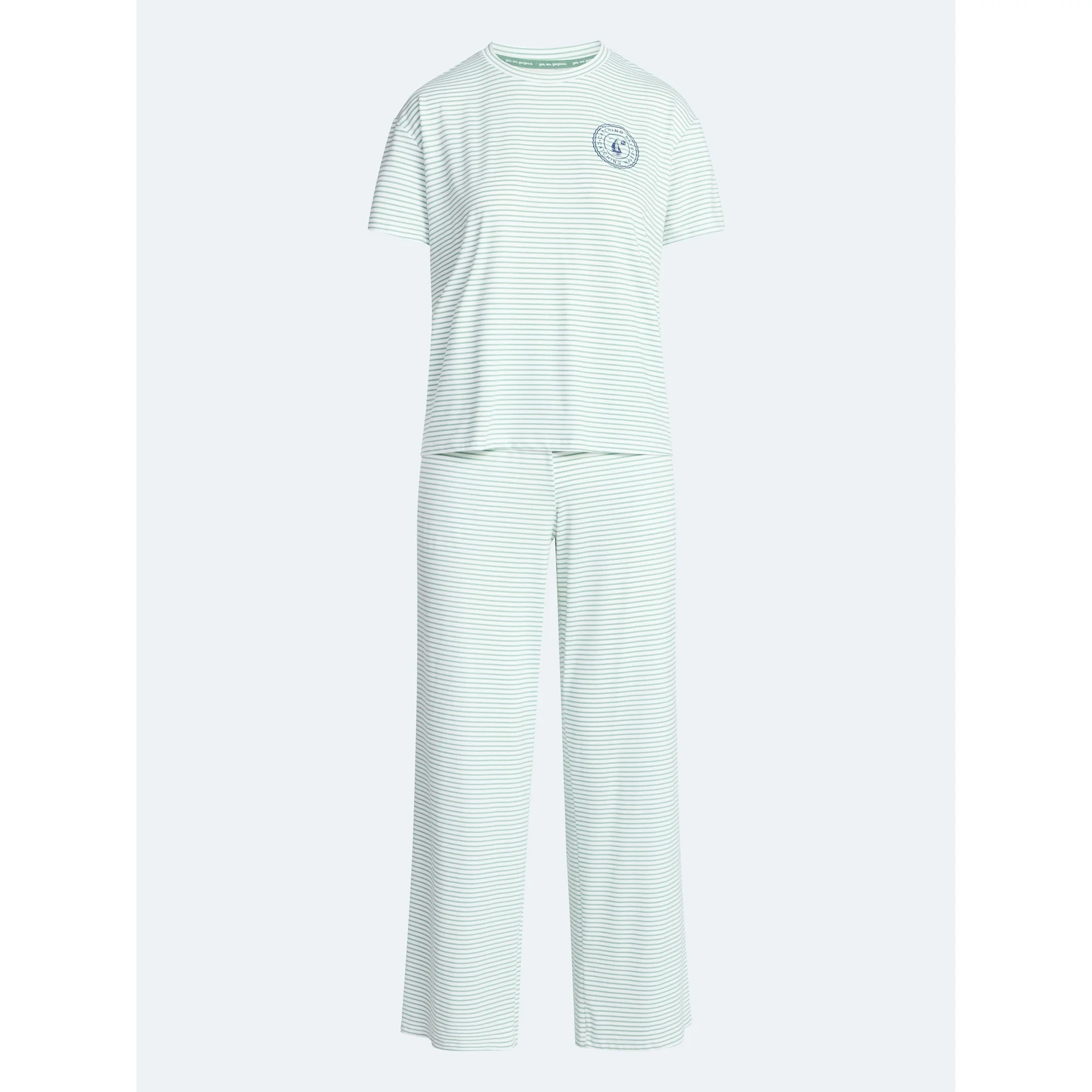 Joyspun Women's Dreamy Soft Collection Short Sleeve Sleep Top and Open Leg Pants Pajama Set, 2-Pi... | Walmart (US)