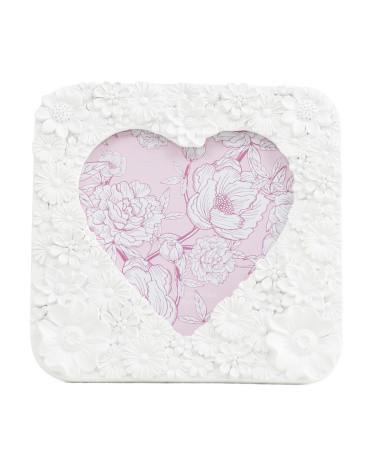4x4 Brushed Daisy Heart Cut Out Tabletop Picture Frame | TJ Maxx