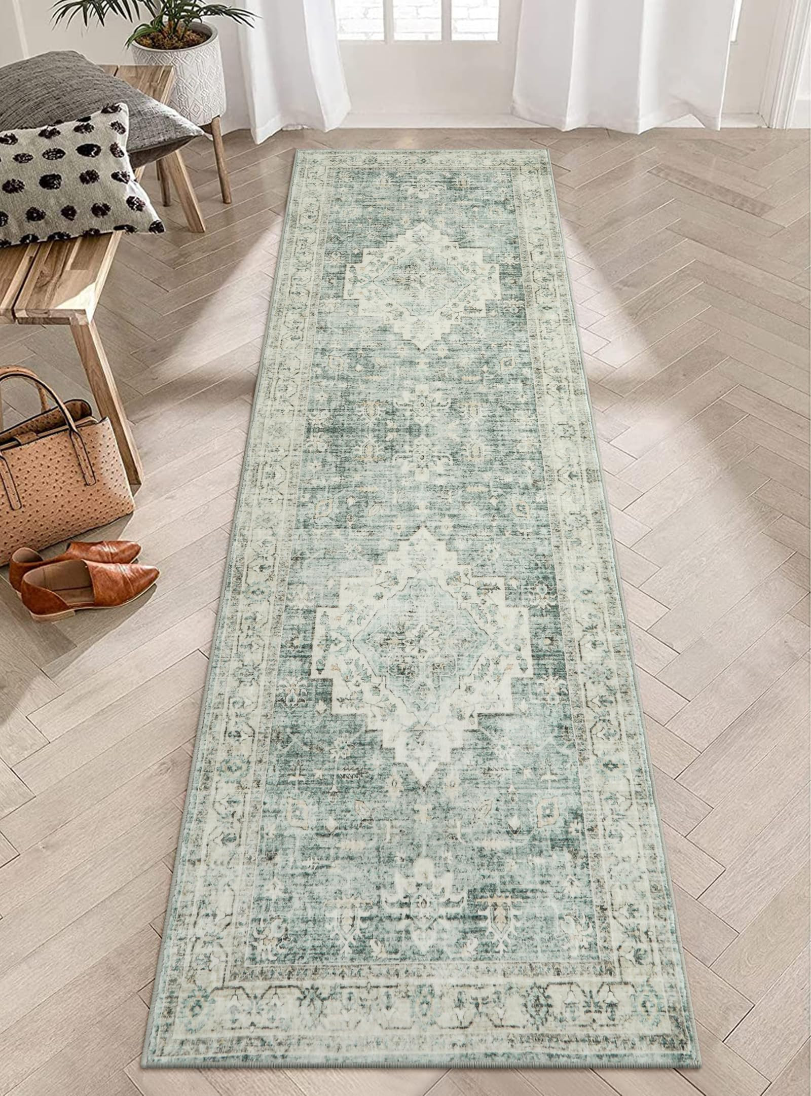 LIVEBOX Washable 2.5x8 Runner Rugs for Entryway Bathroom, Boho Kitchen Floor Mats Long Rug Runner... | Amazon (US)