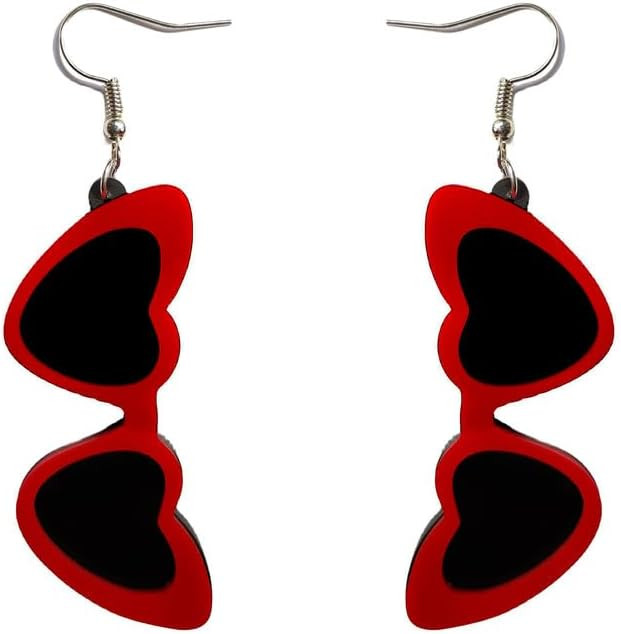 Red Black Sunglasses Earrings for Women Cute Acrylic Dangle Earrings | Amazon (US)