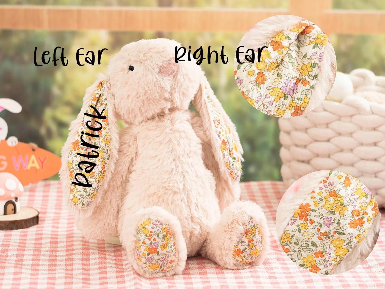 Personalized Easter Plush Bunny, Easter Bunny Rabbit Gift for Kid, Custom Easter Floral Bunny Toy... | Etsy (US)