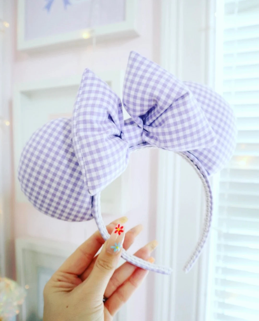 Lilac Gingham Mouse Ears | Etsy (US)